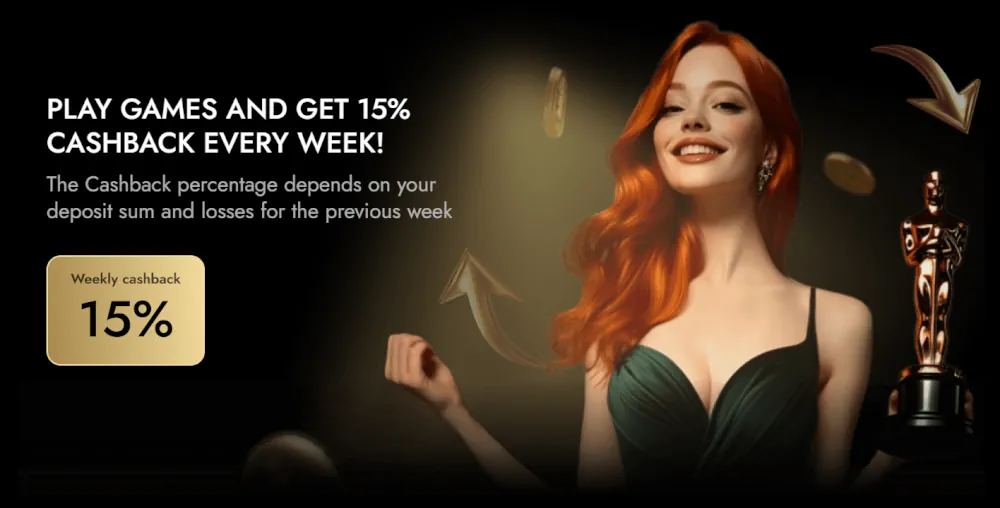 Oscar Spin Promoción de Cashback Semanal del 15% con Estatua de Oscar